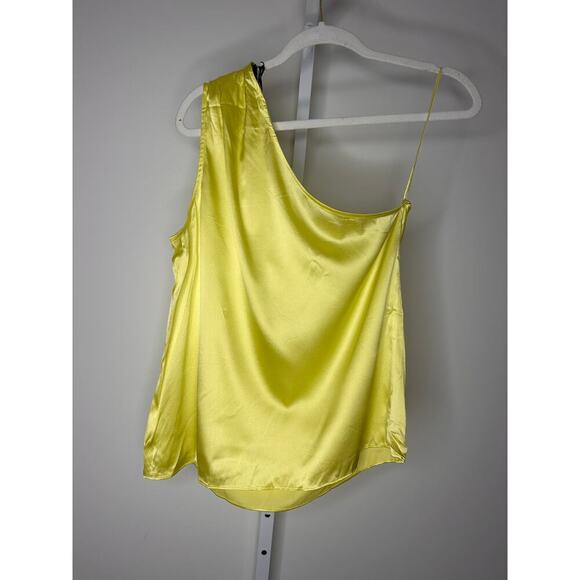 NEW NWT Generation Love Sabrina Silk Blend One Shoulder Blouse Lime Large - Picture 5 of 6